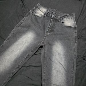 Retro Washed Grey Mid-Rise Jeans, Small
